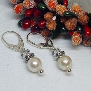 Sterling Silver Simulated Pearl Earrings